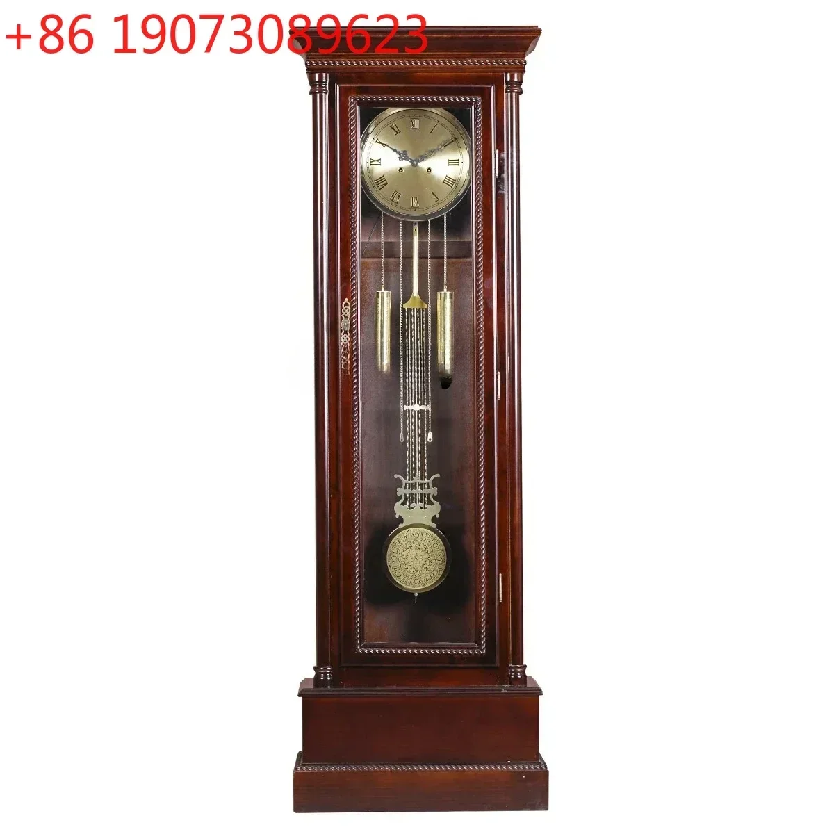 European Style Solid Wood Floor Clock Retro Chinese Atmosphere