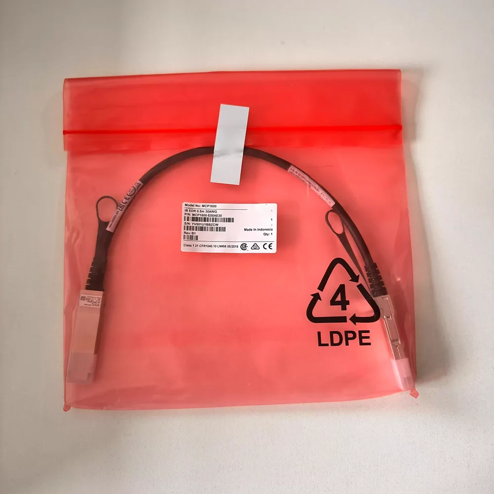 MCP1600-E00AE30 Passive Copper cable, IB EDR, up to 100Gb/s, QSFP28, 0.5m, Blac k, 30AWG