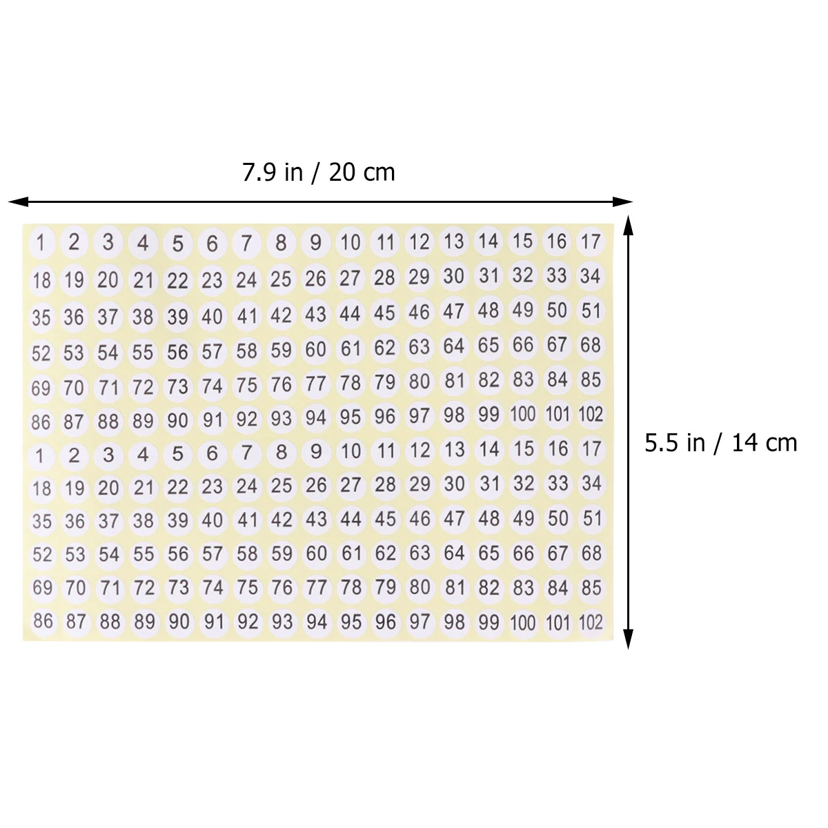 3060Pcs Clothes Size Labels 1-102 Numbered Round Stickers Self-Stick for Organizing Boxes Files Computers DIY Card Crafting