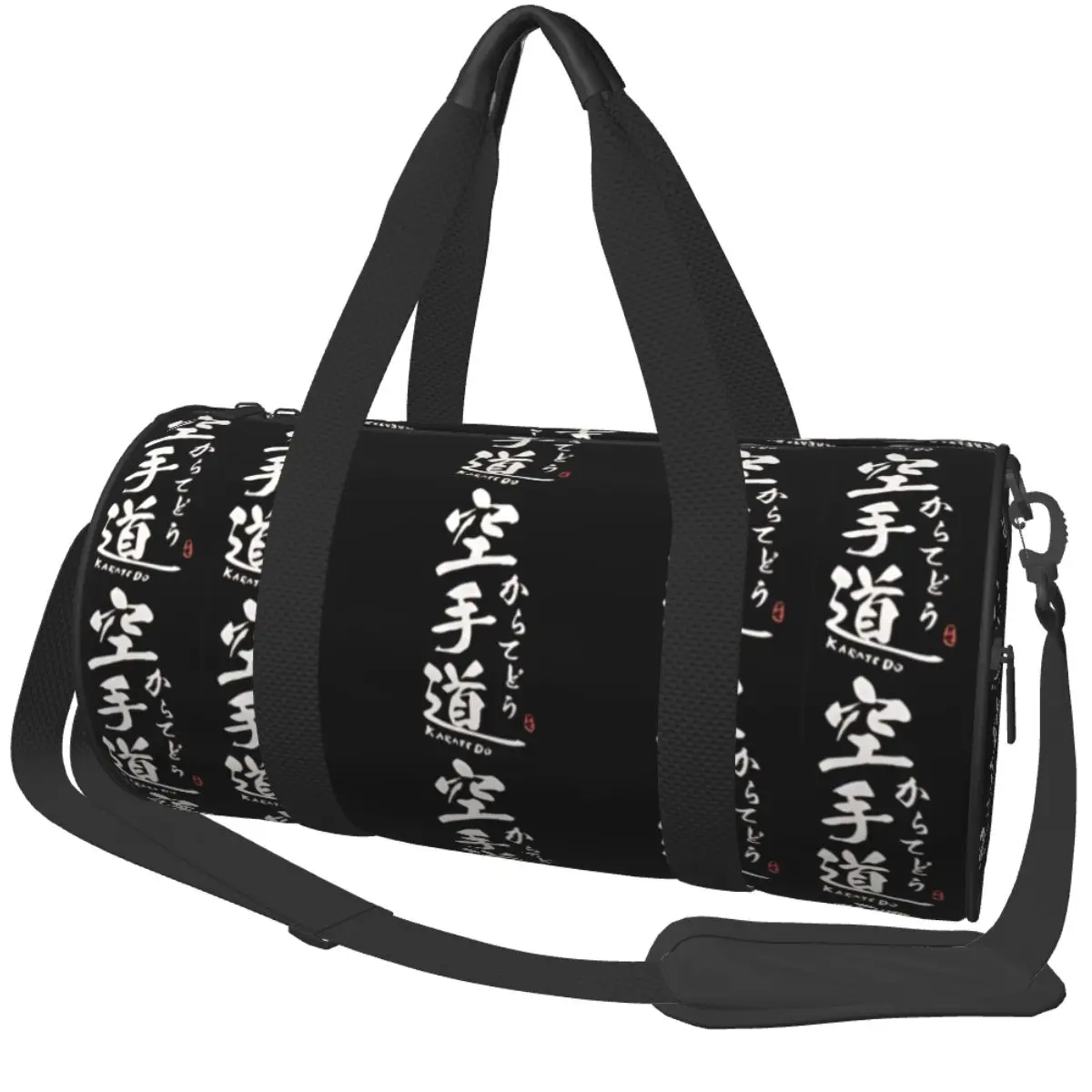 Retro Karate Do Japanese Kanji Calligraphy White Gym Bag Luggage Sports Bags Male Female Custom with Shoes Fitness Bag Handbags