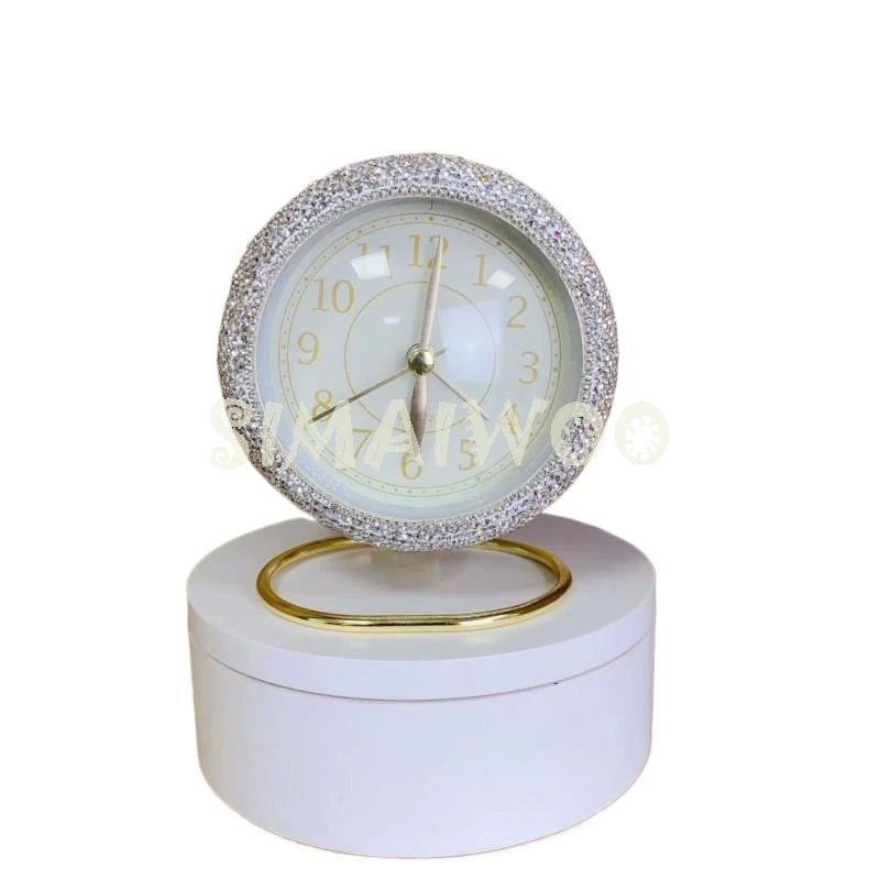 Horloge de Luxe en Verre Brcorporelle, Strass, Fait à la Main, Diamant, Point de Croix, Mosaïque, Broderie, Décoration de Mariage