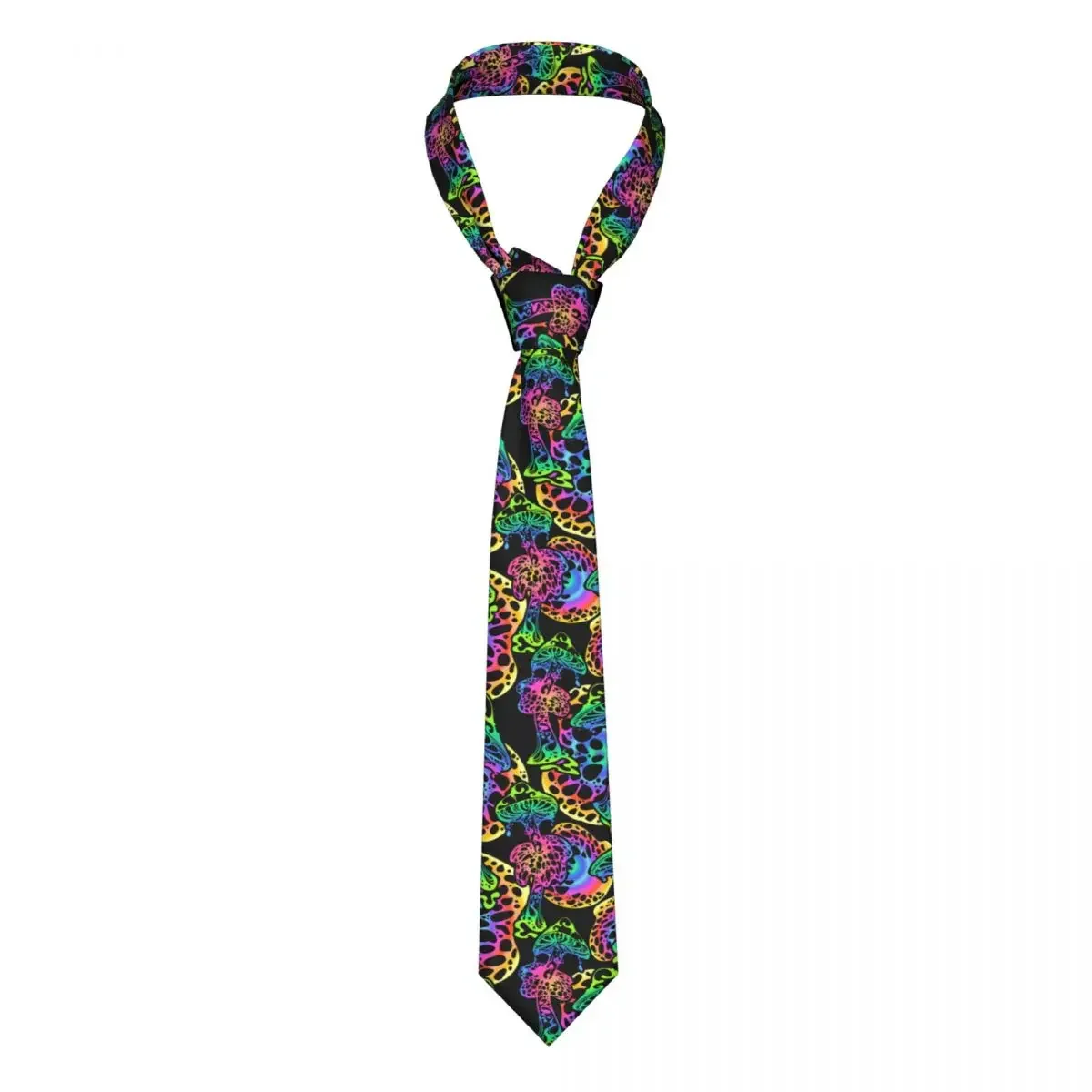 Psychedelic Magic Glowing Mushrooms Necktie Men Fashion Polyester 8 cm Wide Neck Tie for Mens Accessories Party