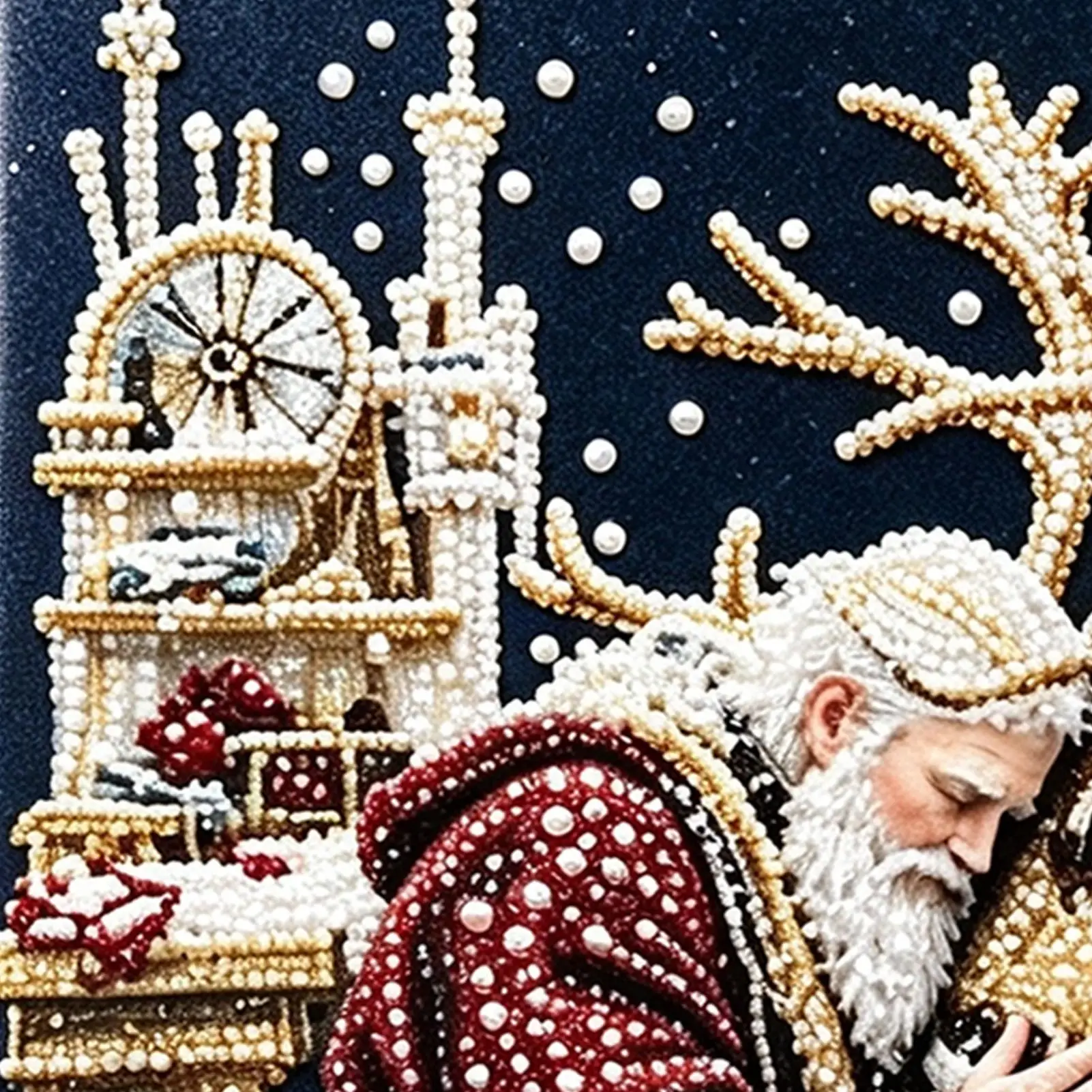 Pearl Painting Kits For Adults Sparkling Winter Festival Wall Decor Christmas Pearl Art Kit For Coffee Shop Fireplace Party