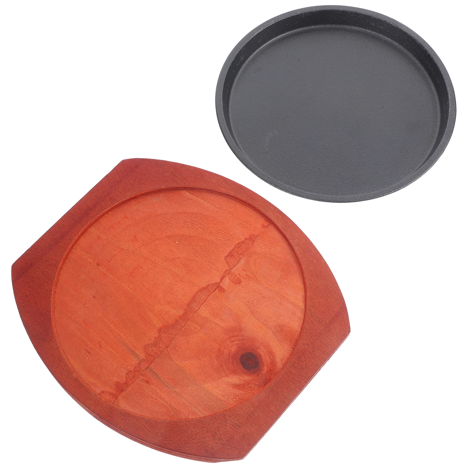 

1Set Iron Plate Wear Resistant Cooking Pan Practical Round Corner Fry Pan for Steak Grilling Serving Tray Home Outdoor