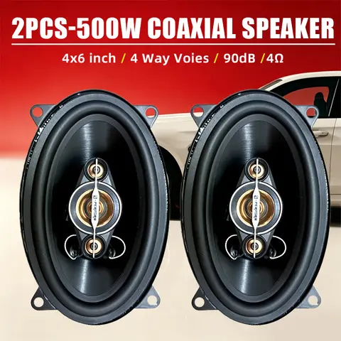 Haut-parleurs de voiture 500W 4x6 pouces, coaxiaux pleine fréquence, pour son stéréo automobile, design fin, mise à niveau du système audio de bus