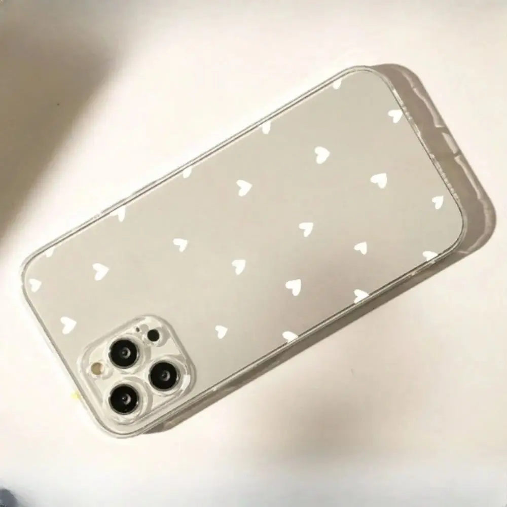 حافظة هاتف Tpu شفافة عصرية جديدة مع شاشة كاملة من أنماط القلب البيضاء الصغيرة، مناسبة لهاتف iPhone 17 Air Pro Max، iPhone 16، 15، 14، 13، 12، 11، Xs، Xr، X، 7، 8، 12/13 Mini Plus Pro Max Se. مثالية كهدية لأعياد الميلاد/العطلات/الأسرة/الأصدقاء/الشرفيين