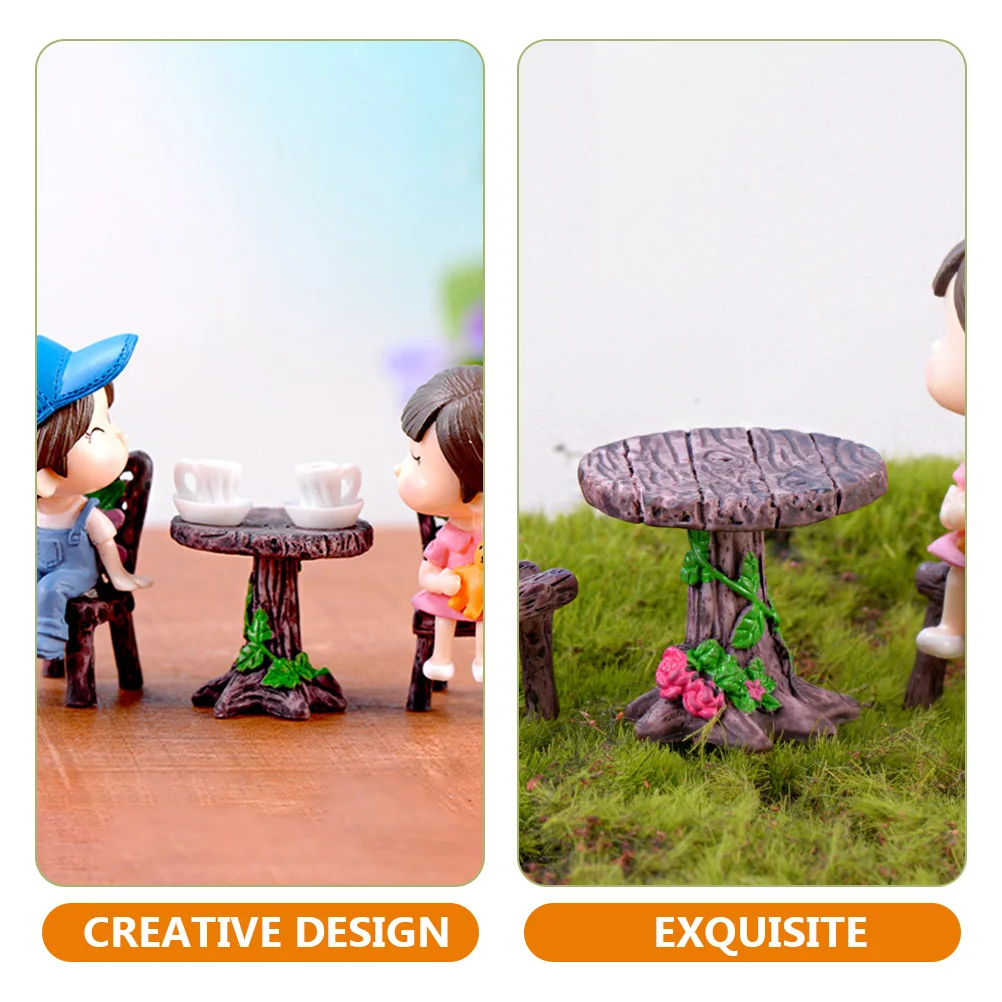 2 set 2 sets mini-tafelstoel miniatuurmeubilair voor micro-tuindecoratie hout klein huis set speelcadeau kinderen vrienden