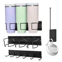 3pcs/set Magnetic Cup Storage Rack Refrigerator Tumbler Holder Adjustable Carbon Steel With Hook 6 Cup Organizer Shelf