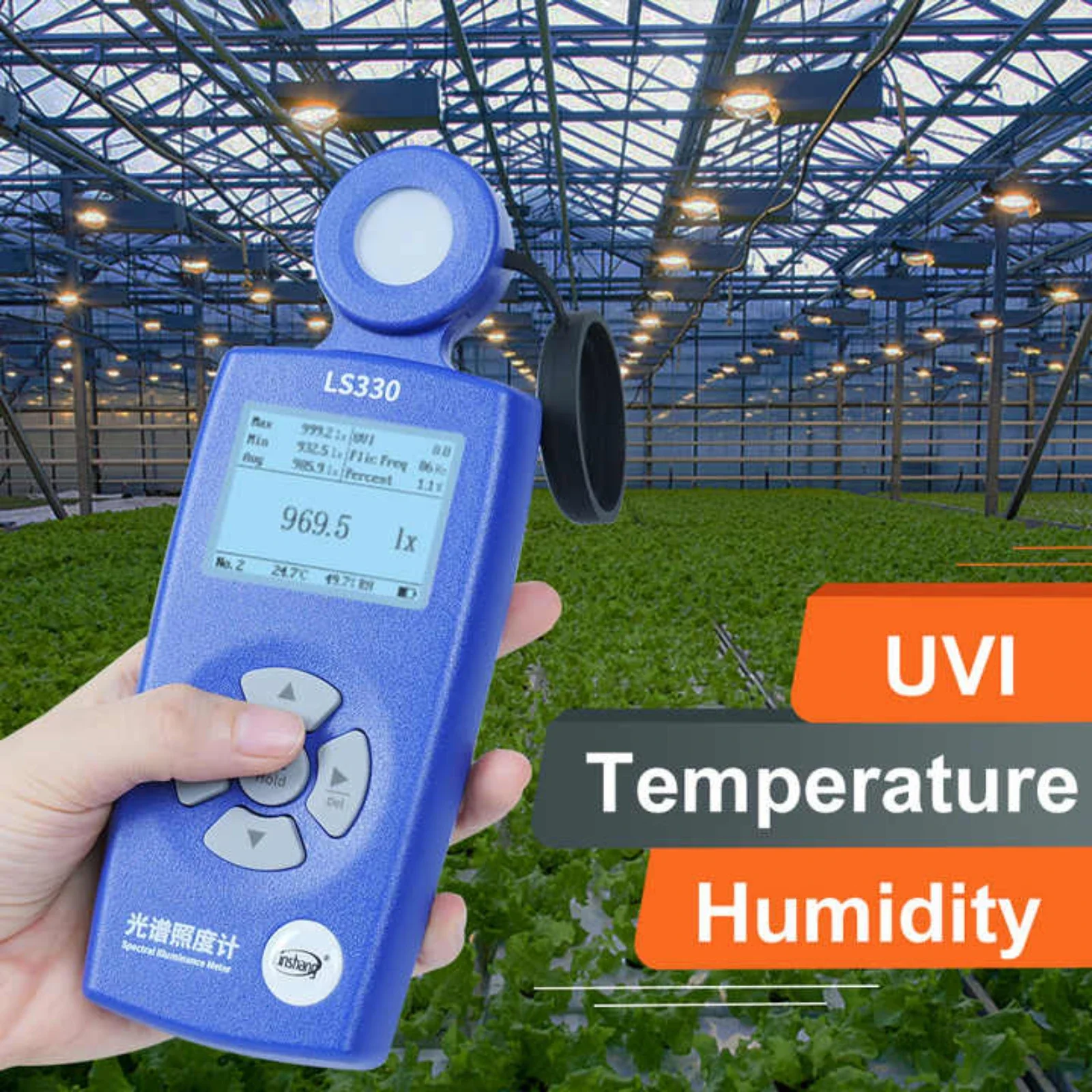 CHKJ New Digital Lux Meter 400nm to 700nm Spectral Luminance CRI CCT Blue Light UV Index Temperature Humidity Tool
