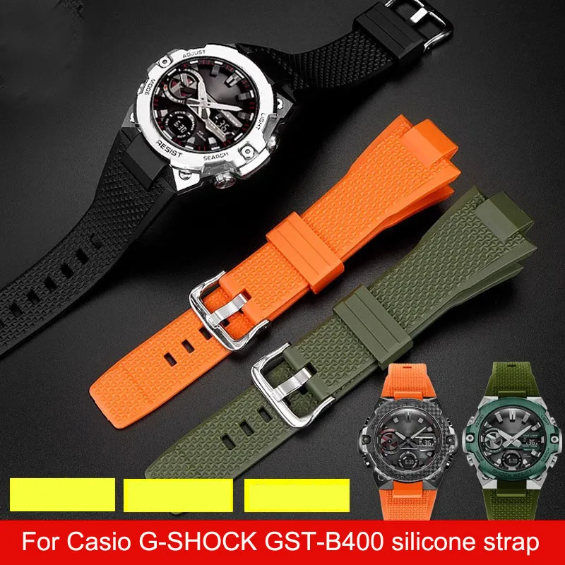 

New Rubber Watch Accessories Band For Casio G-SHOCK GST-B400 Heart of Steel GST-B400BD/AD Convex silicone Resin men watchbands