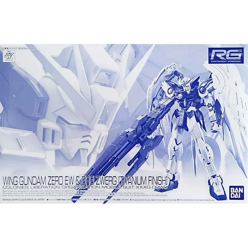 Bandai GUNDAM Anime PB Limited RG 1/144 WING GUNDAM ZERO EW DREI ZWERG TATANIUM FINISH Action Figure Toys Model Gifts for Kids