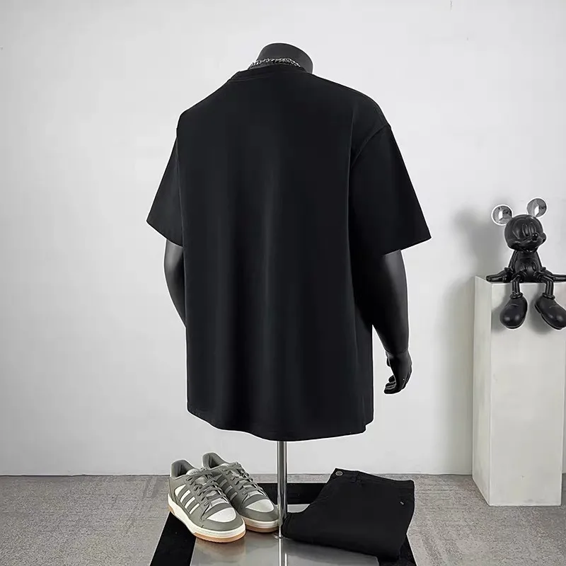 Men 100% Cotton Graphic T Shirts Summer Men's Black Oversized T-shirt American Style Vintage Tops Harajuku Men Clothing 2025 New