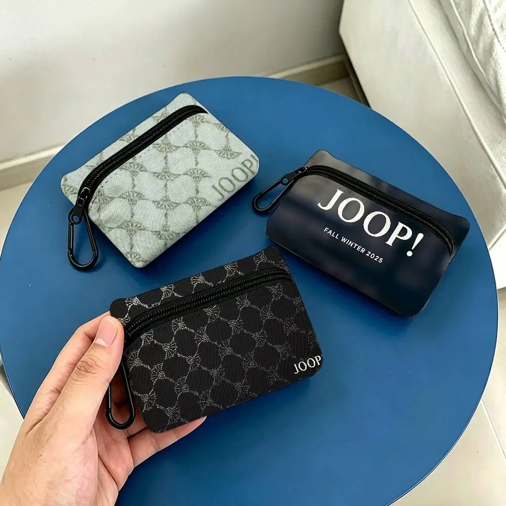 Fashion Brand J-Joop Lightweight Oxford Fabric Coin Purse Carabiner Hook Design Mini Card Key Organizer Bag
