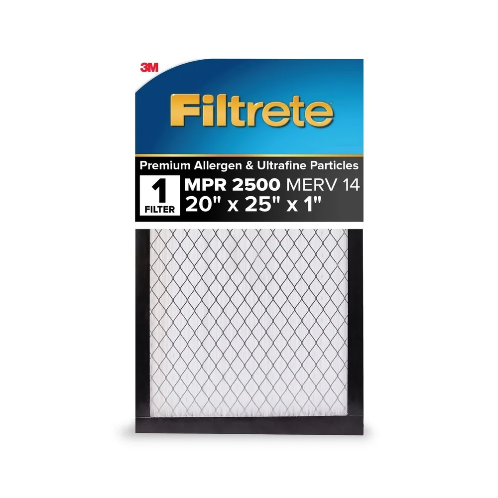 20x25x1 HVAC Air Filter MPR 2500 MERV 14 Pleated Electrostatic Premium Allergen Removal 90 Days Replacement