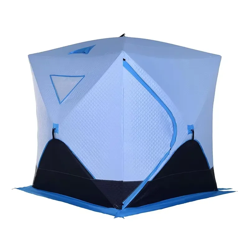 

Outdoor Oxford Cloth Cotton-Padded Quick-Open Winter Ice Fishing Tent for One Bedroom Windproof Warm Multi-Person No Assembly