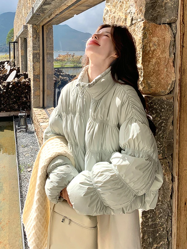 Veste d'hiver pour femme Light een ort, en duvet, ample, style lanterne, style coréen, chaude, pour les trajets quotidiens, tendance