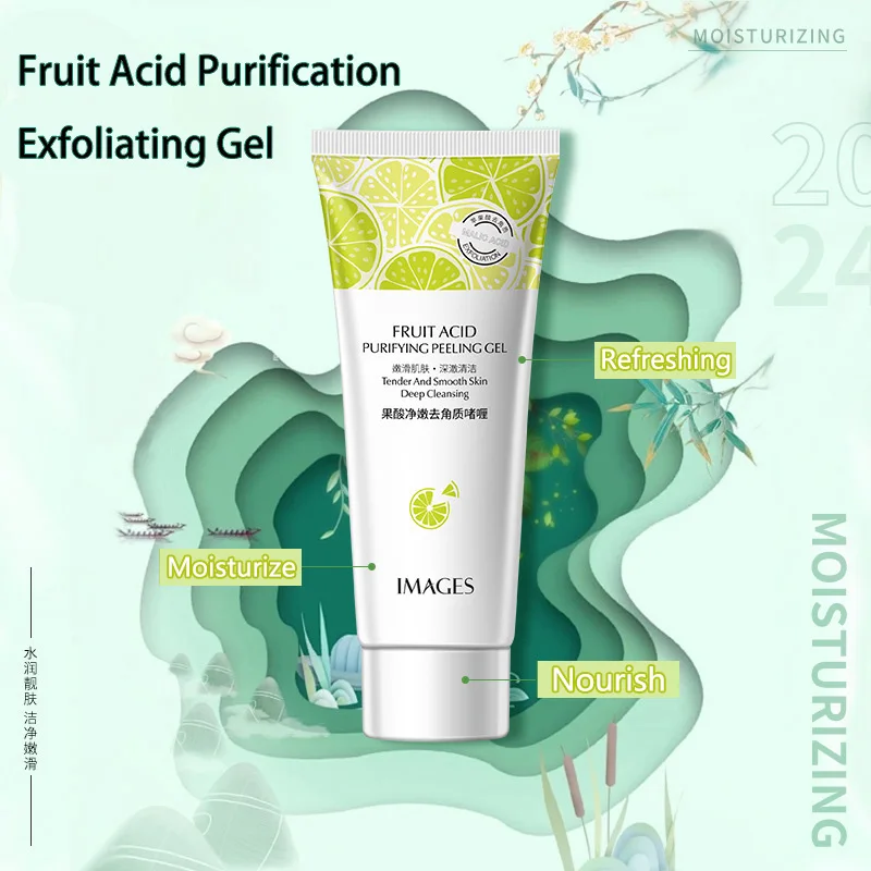 Natural Fruit Acid Peeling Gel Facial Cleansing Scrub Cream Deep Clean Moisturizing Nourishing Gentle Face Cleanser Skin Care