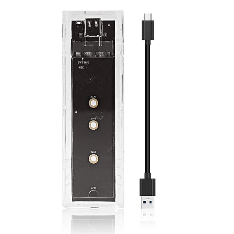

A19E-M.2 NGFF SATA Корпус SSD с двумя протоколами Прозрачный USB Type C 10 Гбит/с PCI-E M2 SSD Прозрачный внешний корпус Коробка для жесткого диска