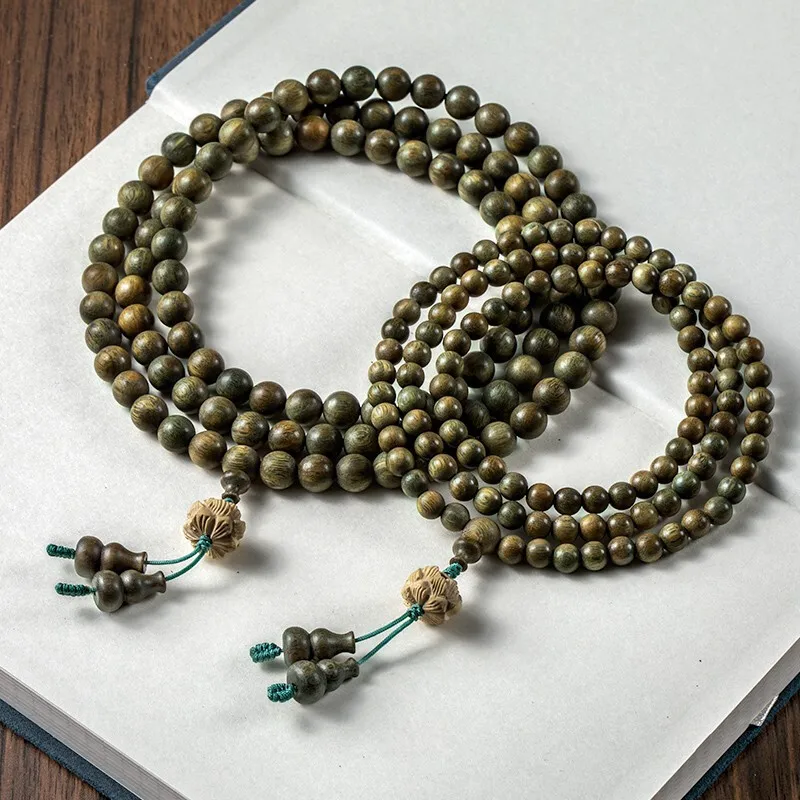 Green ebony beads bracelet 108 sandalwood good luck Buddha beads play rosary beads handheld ornaments