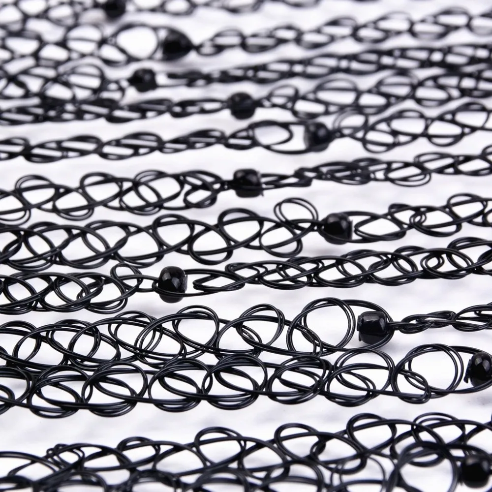 12Pcs/Set New Colorful Fishline Necklaces Set Elastic Braided Punk Style Layered Set Black Short Fish Thread Choker Gifts