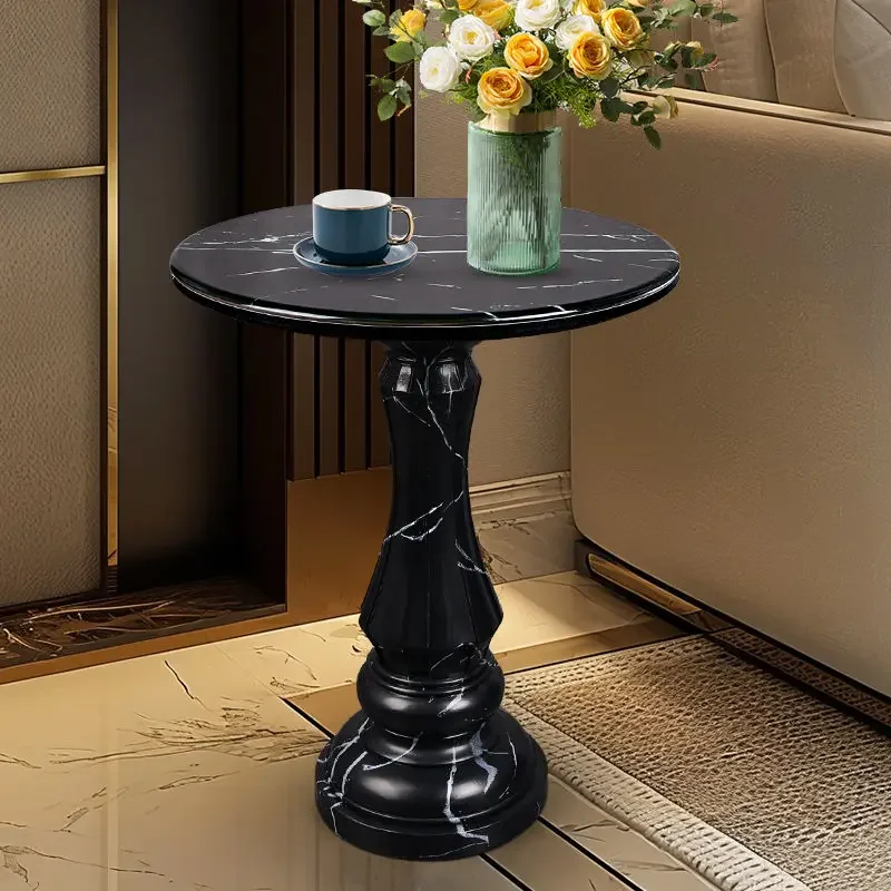 American Retro Sofa Side Table Roman Column Ornament Corner Coffee Table Leisure Balcony Nordic Small Round Tables Decoration