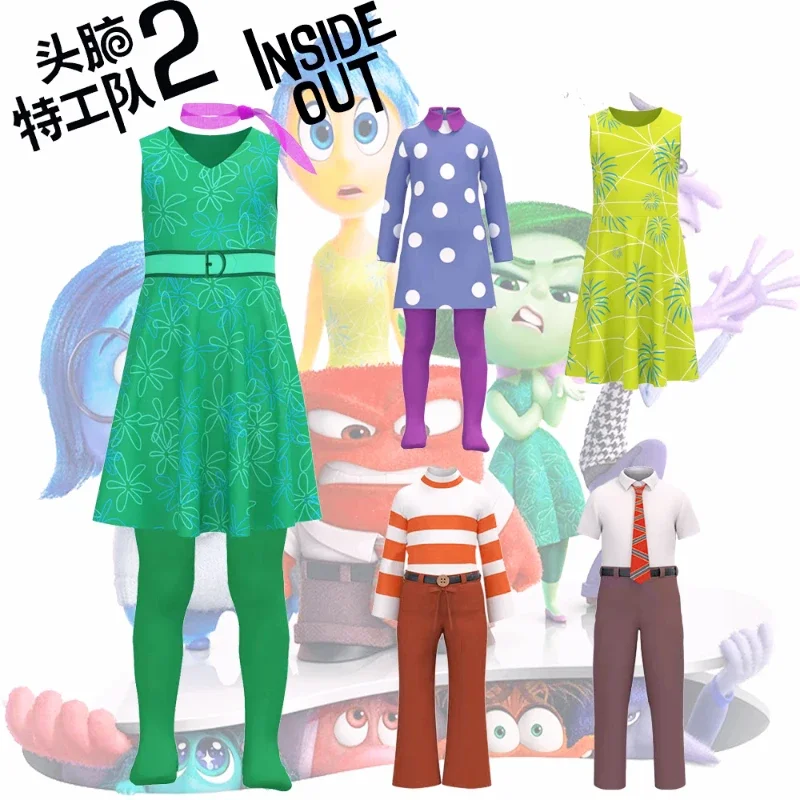 MINISO Movie Inside Out Girls Children Cosplay Disgust Costume Halloween Carnival Party Clothes Disguised Party Evening Dresses