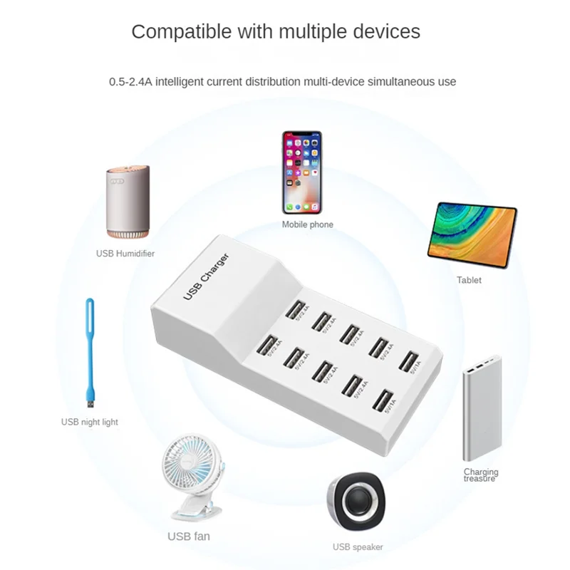 شاحن USB قاعدة شحن USB شاحن USB ذكي سطح المكتب USB شاحن سريع لأجهزة متعددة الاتحاد الأوروبي التوصيل