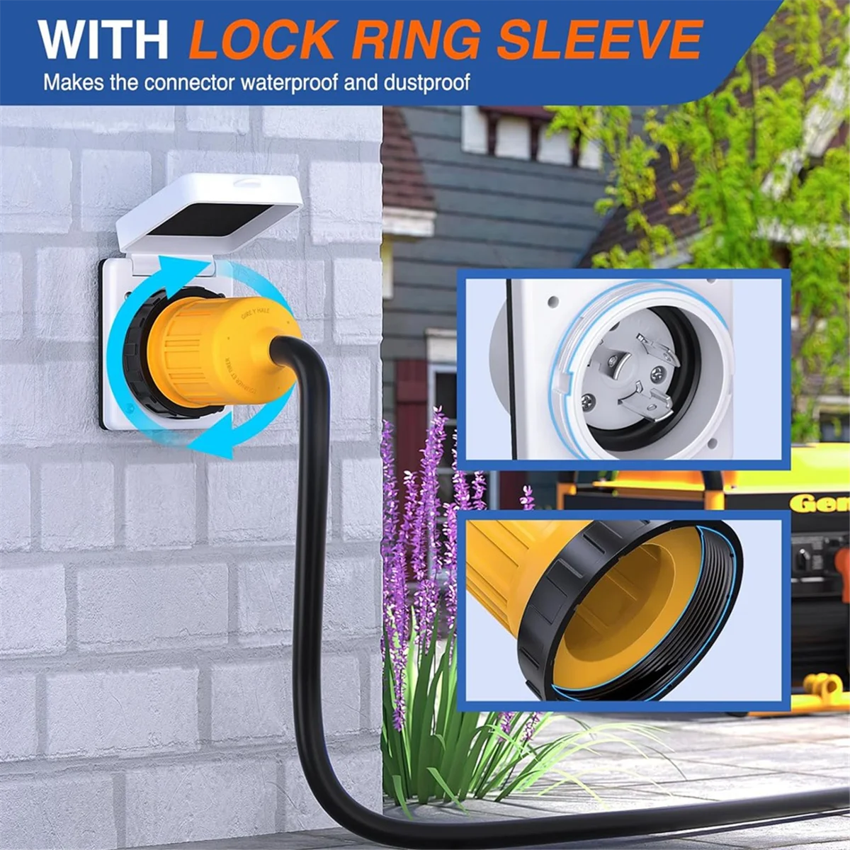 

Fashion 30AMP RV Power Inlet Outlet Shore Power Kit W/Boot Cord Protector 125V NEMA L5-30P L5-30R Male Female Connector Plug