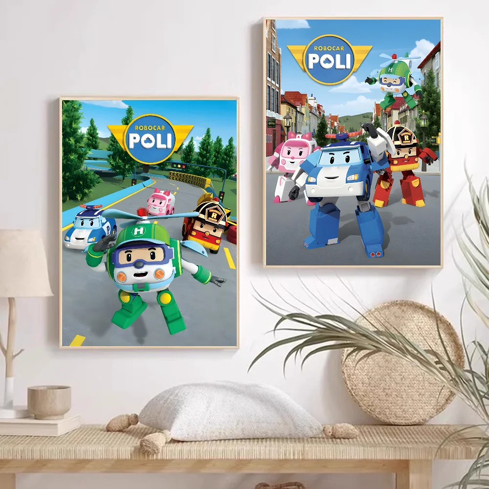 R-Robocar P-Polis ملصق لاصق DIY ملصق حائط فاخر لغرفة المعيشة ديكور للحانات ديكور الحائط