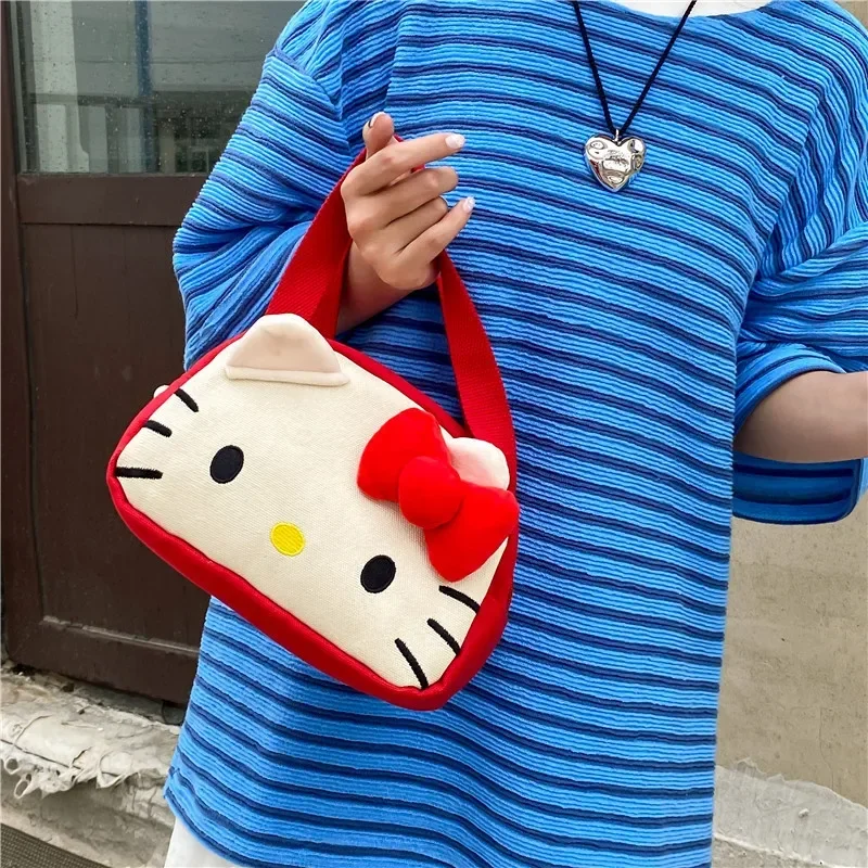 Sanurgente-Sac à main en toile de grande capacité pour enfants, sac de rangement de dessin animé, Hello Kitty, Semiccomprend le, nouveau