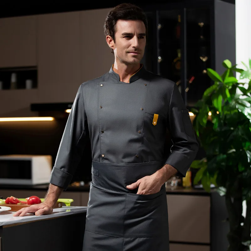 Uniforme de Chef de restaurante occidental, traje de otoño e invierno, Catering, Hotel, cantina, panadero, pastelería, ropa de trabajo de manga larga