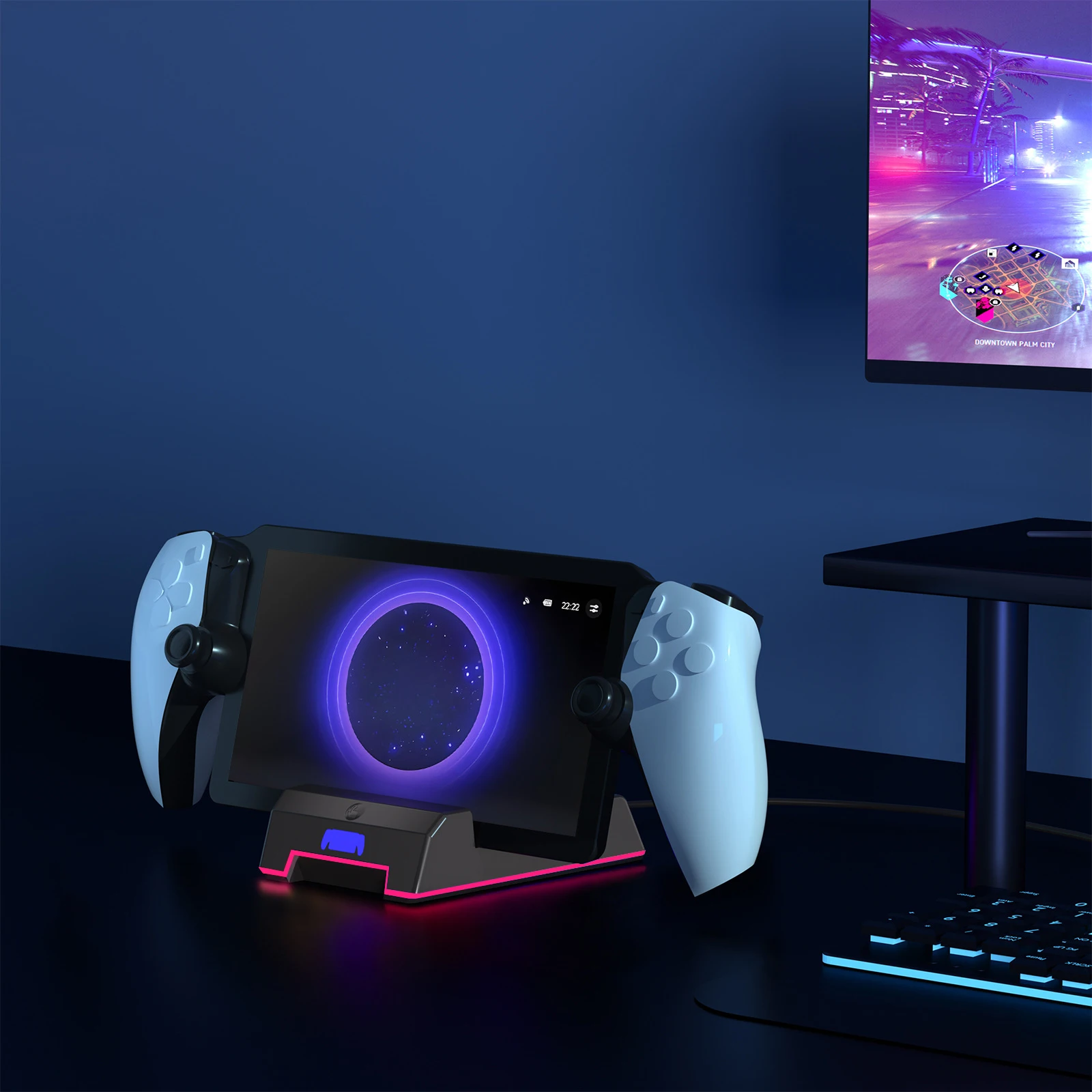 For PS5 Portal Handheld Magnetic Charging Base For PS5 Portal Game Handheld Charger with Colorful Lights Dropshipping