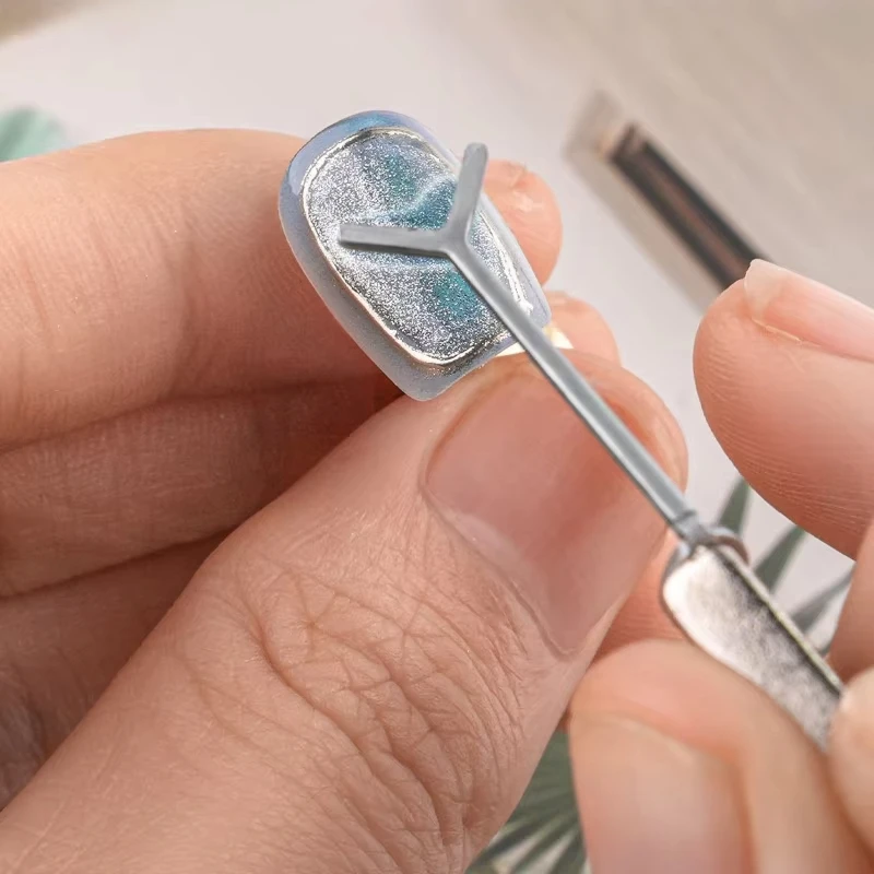 猫目ネイルマグネットセット、Y字型ワイヤー、精密なハート＆インゴットデザイン、無臭ネイルアートアクセサリー、驚異的な磁気輝きを実現