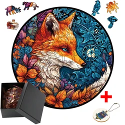 Fox Wooden Animal Puzzle DIY Crafts Brain Trainer Puzzle Game For Kids Adults Educational Wood Toy Gift Hell Difficulty Jigsaw