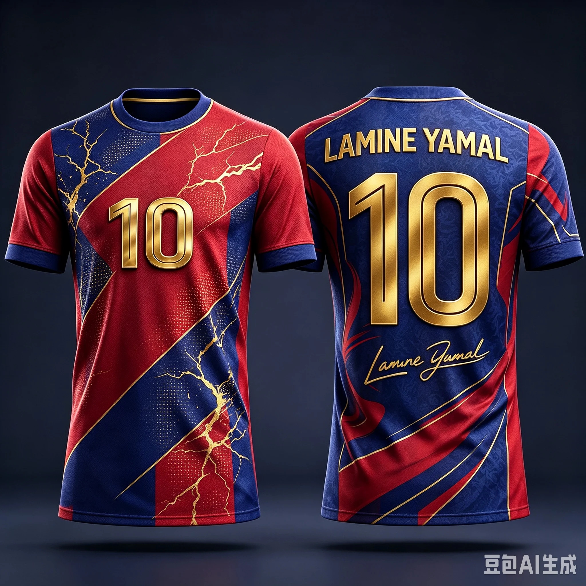 2627 Barce theme football sportswear Yamal fan men women T-shirt multi size clothing Street movement cycling short sleeved top