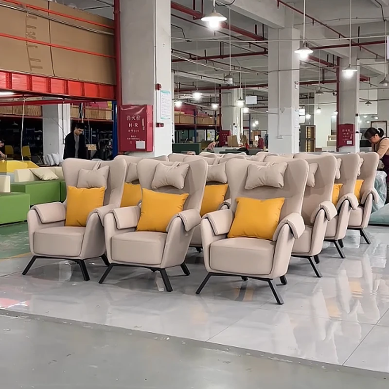 & Hospital Sanatorium Rest Reception Waiting Area Iron Feet Density Sponge Hospital Waiting Single Sofa Chair with Footstool
