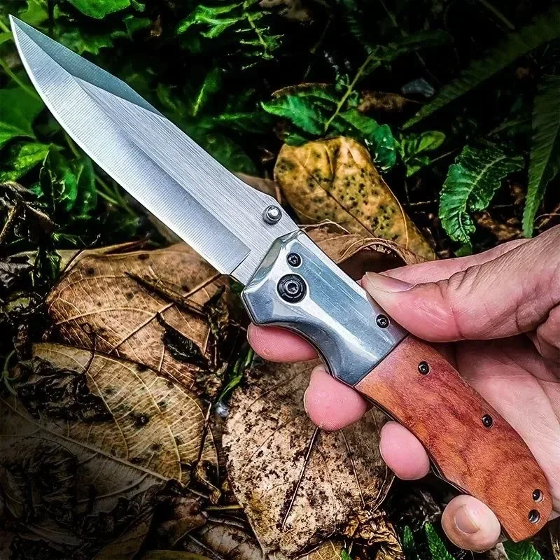 

Wooden Handle Outdoor Folding Knife Portable Pocket Survival Tactical Hunting Knife Stainless Steel Fruit Knife Camping Knives