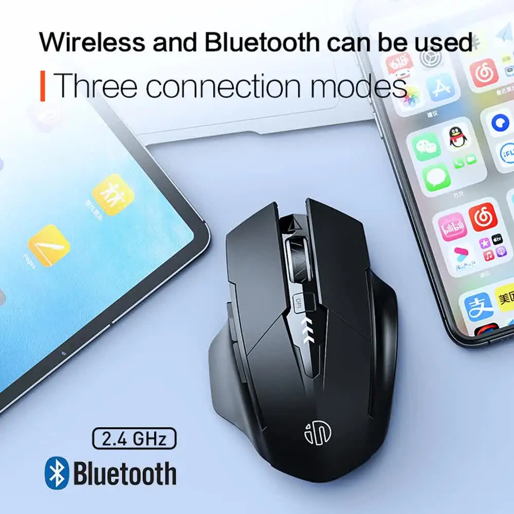 A1 Wireless Bluetooth Tri-mode Mouse Rechargeable Office Silent Button Mouse Power Display Laptop Universal Bluetooth 5.0