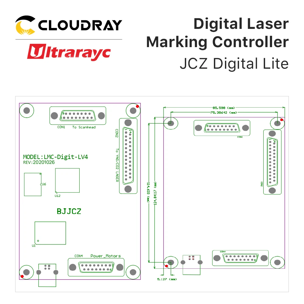 Imagem -04 - Digital Lite Ultrarayc Placa de Marcação a Laser Cartão Controlador para Co2 Yag Máquina de Marcação a Laser uv Bjjcz