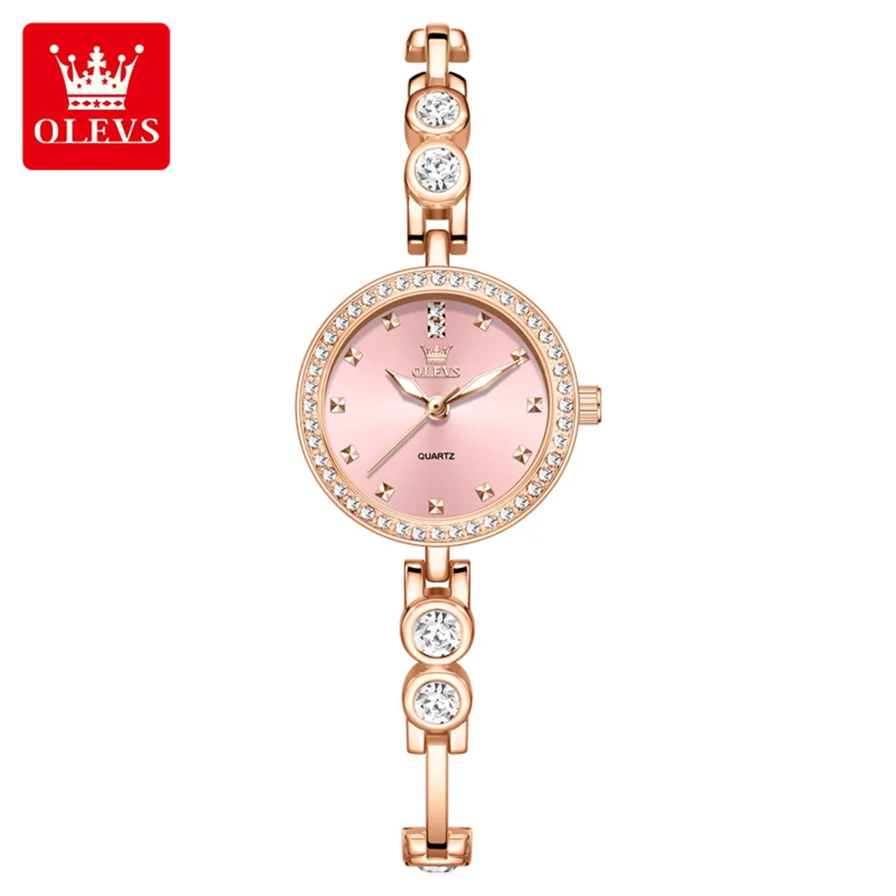 

OLEVS Фирменные новые женские часы, элегантные оригинальные кварцевые часы, водонепроницаемые часы, браслет из розового золота, роскошные часы с бриллиантами для женщин