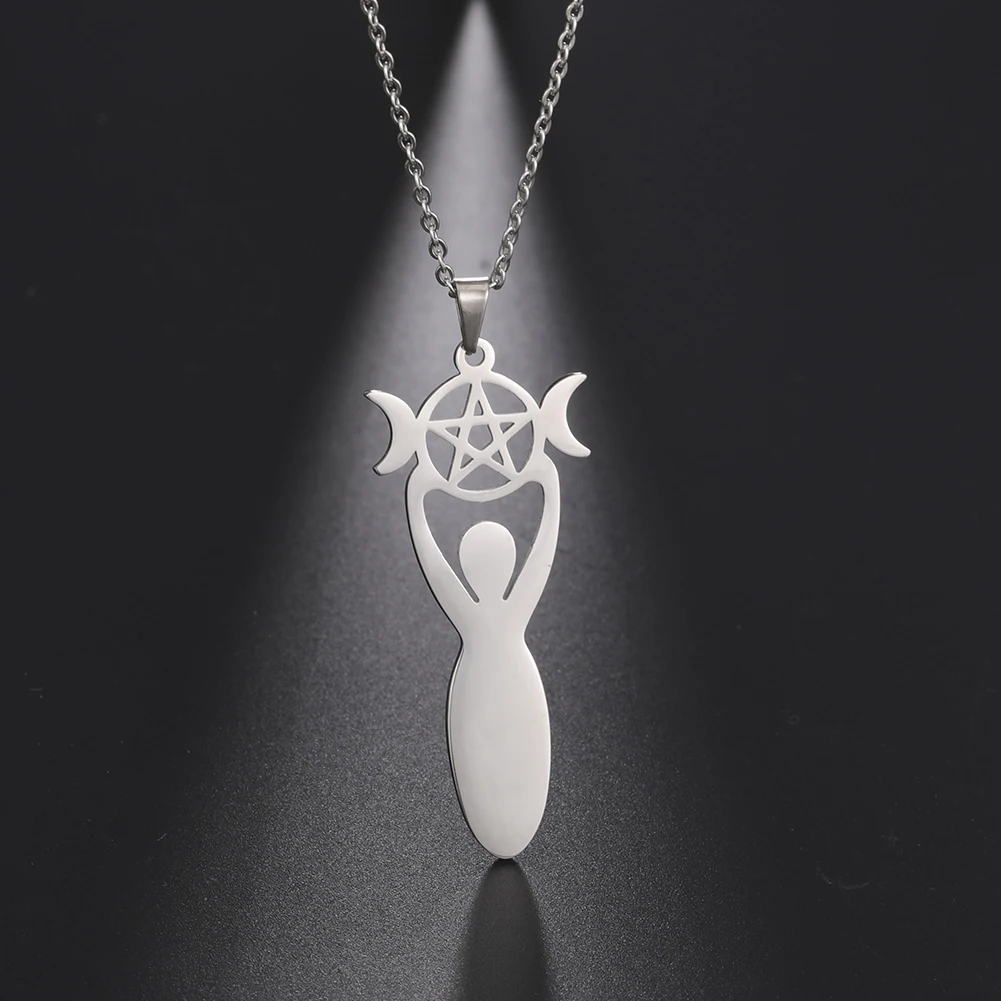 Dreifache Mondgöttin-Armbänder für Männer und Frauen, Edelstahl, Pentagramm, Wicca-Charm-Armbänder, magisches Pentagramm, Hexe, Schmuck, Geschenk – Detail 18