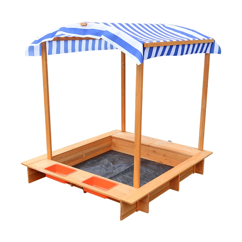 Wooden Kid Sandpit Backyard Children Sandbox Garden Amusement Sandboxes Toys