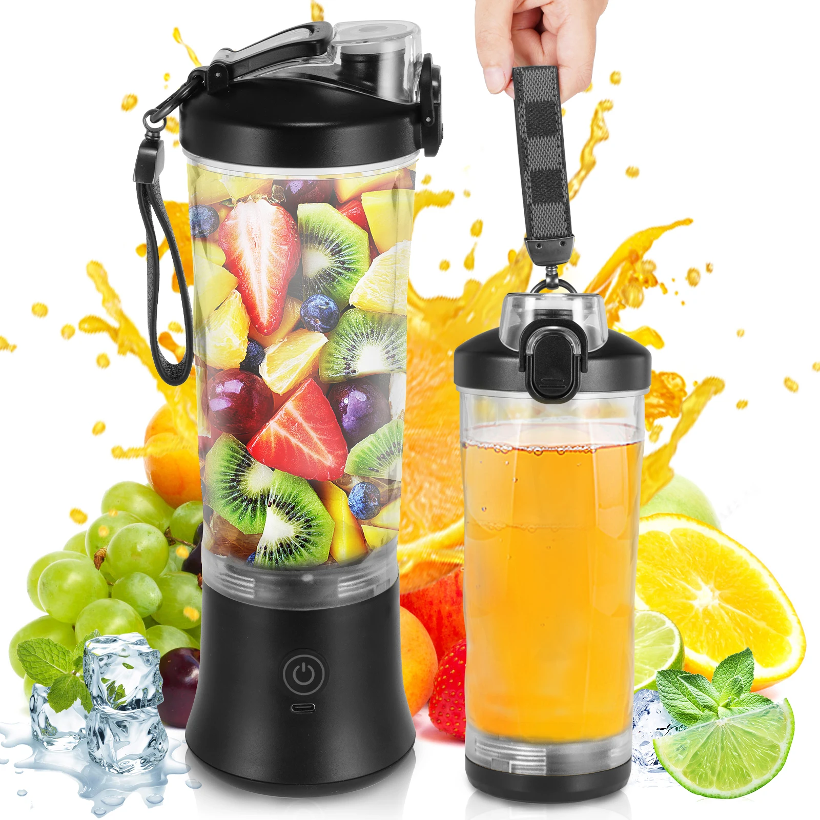 600ml Portable Blender Smoothie Maker Mini Smoothie Mixer Strong Cutting Performance With 6 Ultra Sharp Blades For Travel Office