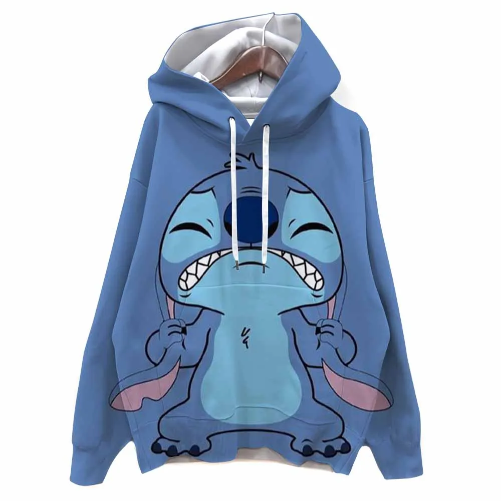 Sweat-shirt à manches longues pour femmes, imprimé Disney Stitch en 3D, Raglan décontracté, pull Y2k, hauts Harajuku, vêtements féminins