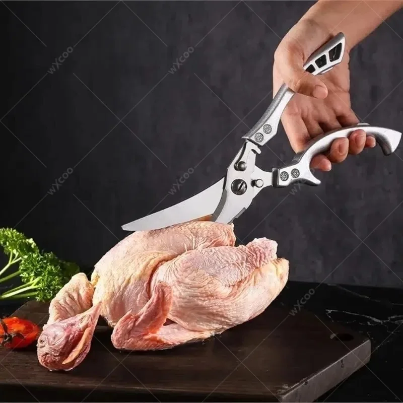 مقص متعدد الوظائف المطبخ الفولاذ المقاوم للصدأ عظام الدجاج اللحوم الأسماك قتل الأدوات المنزلية مقص سكين قطعة العاج