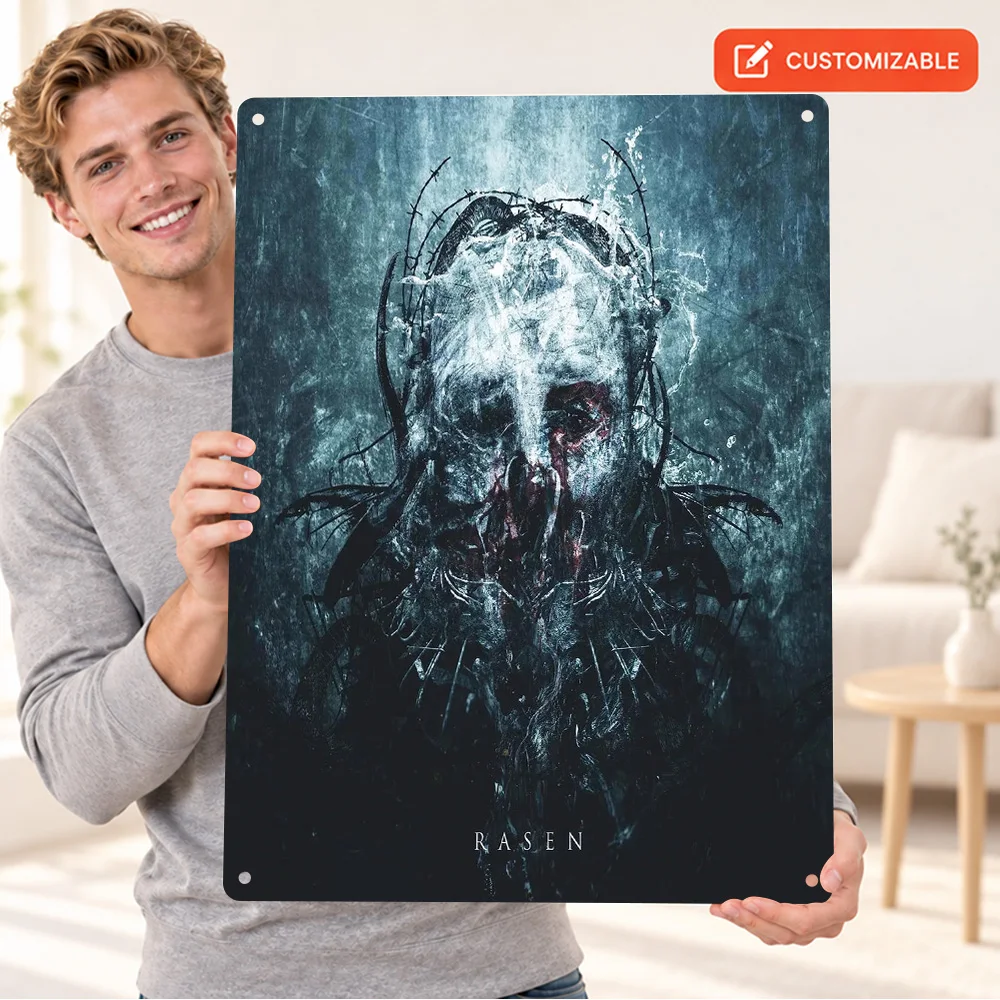 Surreal Thorn Crown Portrait Textured Metal Poster Personalized Aluminum Sign Misty Face Illustration Wall Art For Home Studio