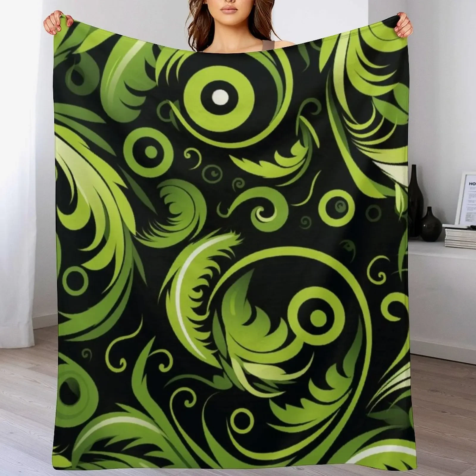 

New Zealand Māori Paua Pattern Koru Design Throw Blanket Vintage For Decorative Sofa Beautifuls Soft Big Blankets