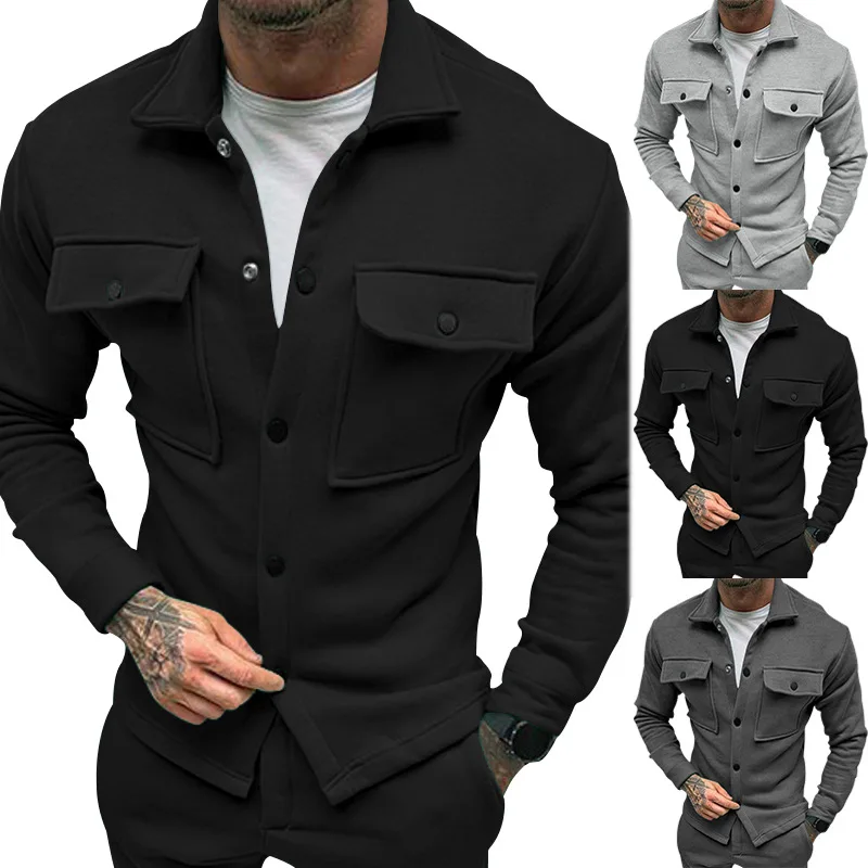 Spring and autumn casual men with velvet lapel top European size single-breasted solid color slim-fit jacket