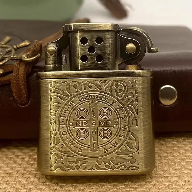 Zorro Kerosene Lighter Vintage Grinding Wheel Retro Metal Constantine Flint Copper Oil Gasoline Lighter Antique Series Lighter