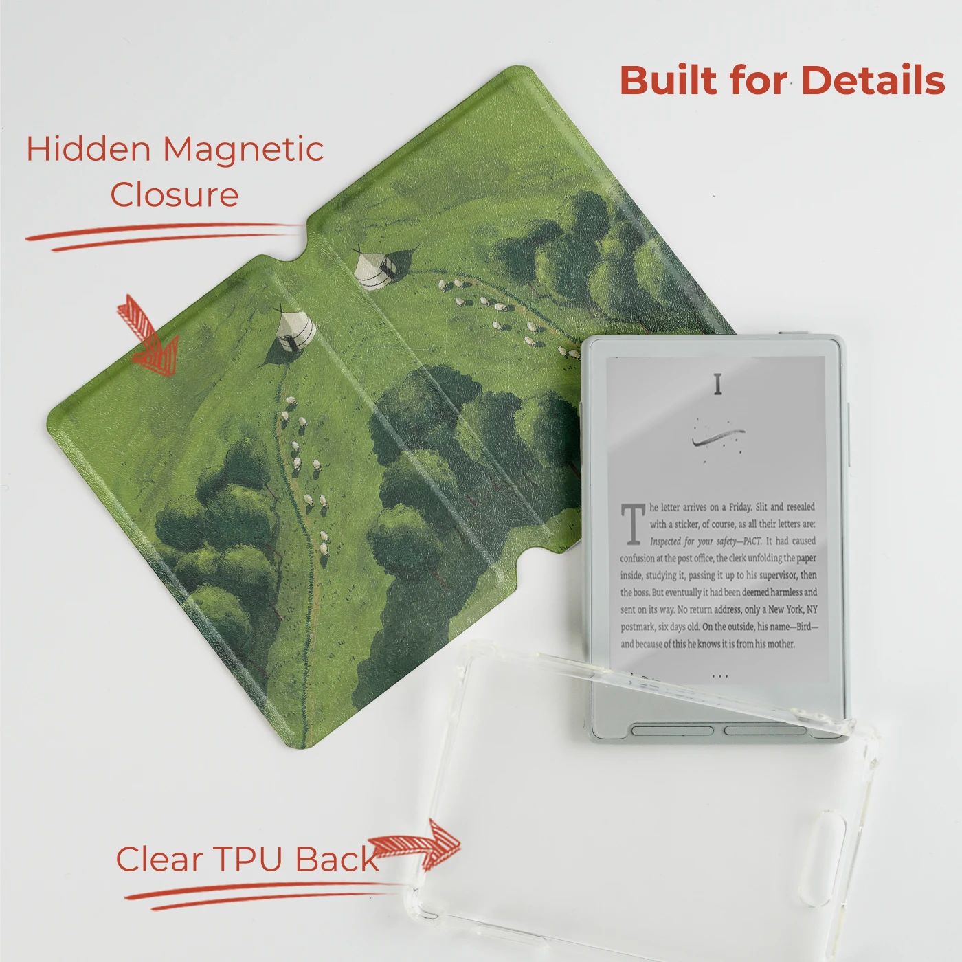 Twosheep Landscape Illustration Magnetisch abnehmbare Hülle für XTEINK X3, XTEINK X4, abnehmbare Abdeckung, transparente TPU-Rückenschale – Detail 2